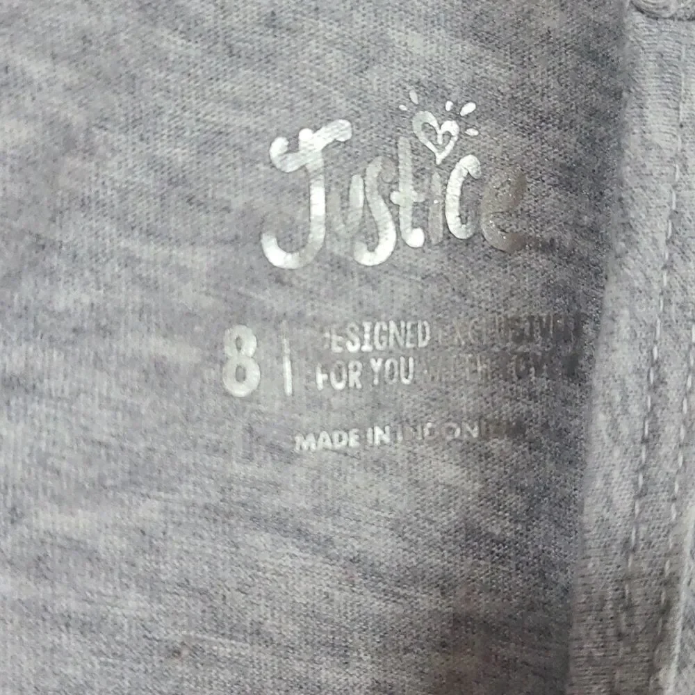 Justice Girls 8 Gray Long Sleeve INTERNET FAMOUS Cat Camo Shades Shirt T-Shirt